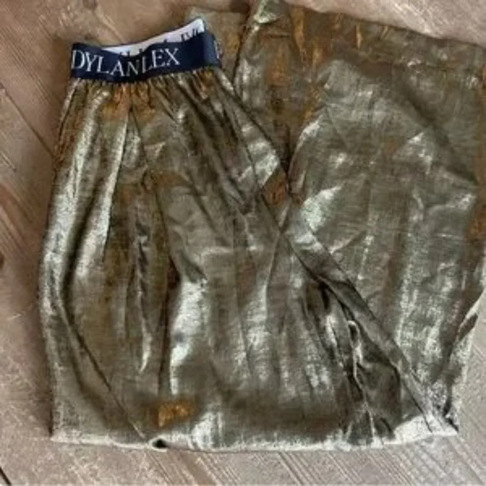 Dylanlex Pants Metallic Gold Wide Leg Cozy Pant XS - Picture 8 of 14